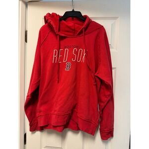 Boston Red Sox Hoodie 5th & Ocean Red Deconstructed Raw Hem Sweatshirt XL